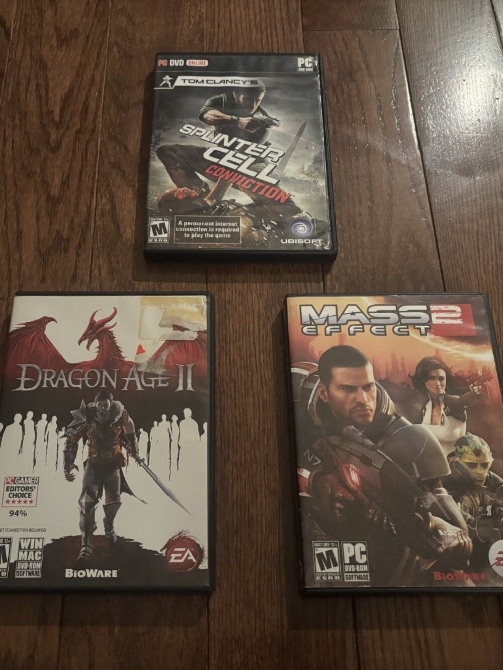 PC Video Game Bundle Splinter Cell Conviction Dragon Age 2 Mass Effect 2